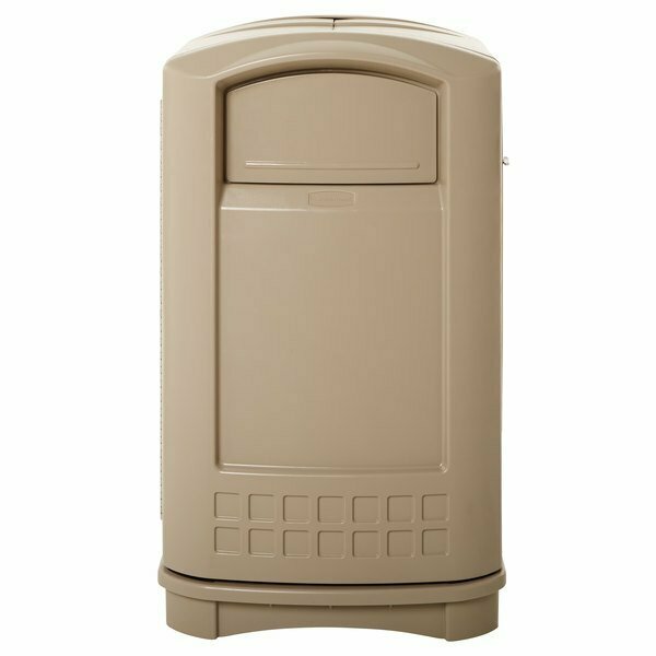 Rubbermaid FG396400BEIG Plaza Beige Square Container with Side Opening 50 Gallon 690FG3964BG